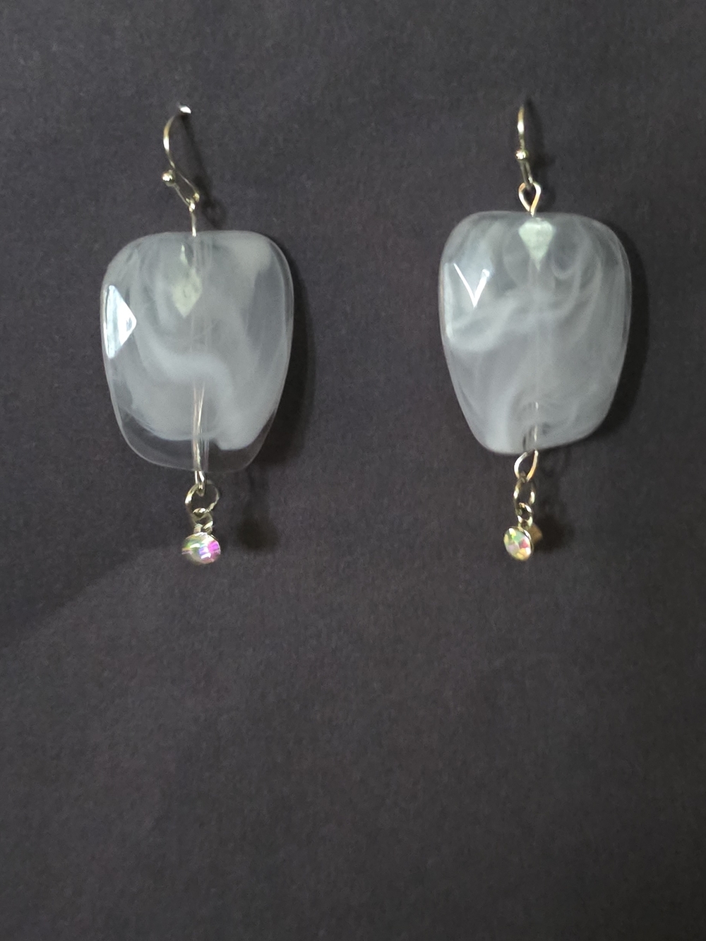 Handcrafted White Swirl Glass Drop Earrings